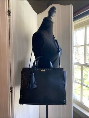 kate spade “west street Abby”Black Pebbled Leather bag with leather Tassel